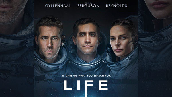 Imagen de la pélicula de Life,Vida- Vida Inteligente. actores principales que son astronautas.